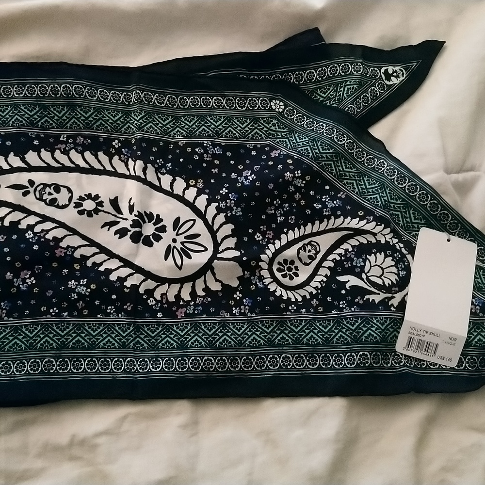 Zadig & Voltaire Silk Scarf Balck New with Tags